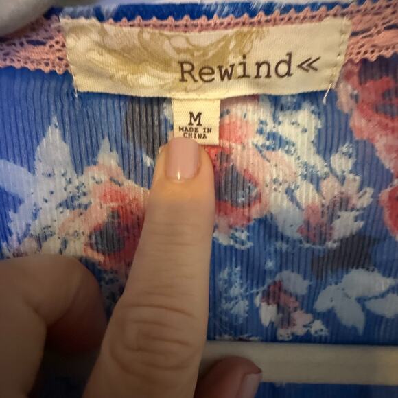 Rewind Womens Cardigan Summer Kimono Size Medium Sheer Open Cover Up Lace Trim - Picture 3 of 5